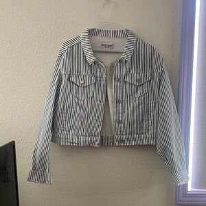 Velvet Heart Striped Jean Jacket - Blue and White